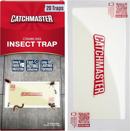 Catchmaster XL Extra-Strength Centipede & Spider Glue Traps 20-PK, Adhesive Bug Catcher, Spider