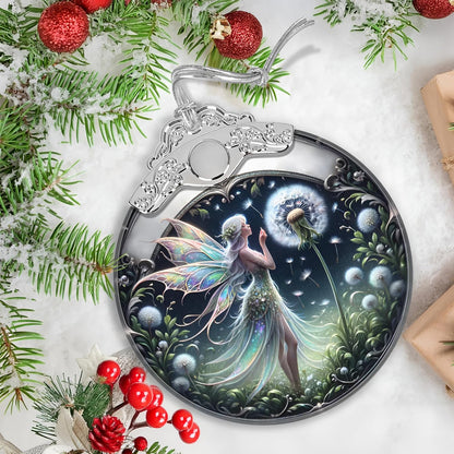 Stained Glass Dandelion Fairy Christmas Ornament - Holiday Home Decor - Tree Decoration - Gift