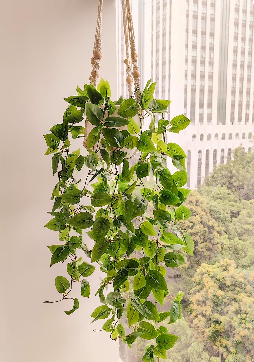 Fake Hanging Plants with Lights Artificial Plants for Home Decor Macrame Plant Hanger with Fake