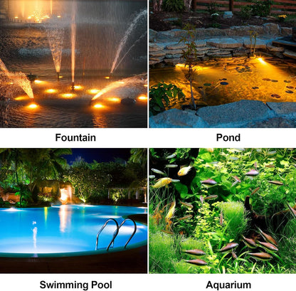 POPOSOAP Solar Pond Lights, 3-in-1 Warm White Underwater Pond Lights, IP68 Waterproof LED Landscape