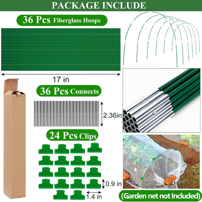 Greenhouse Hoops Grow Tunnel 6 Sets of 8FT Long Garden Hoops, Rust-Free Fiberglass Garden Hoops