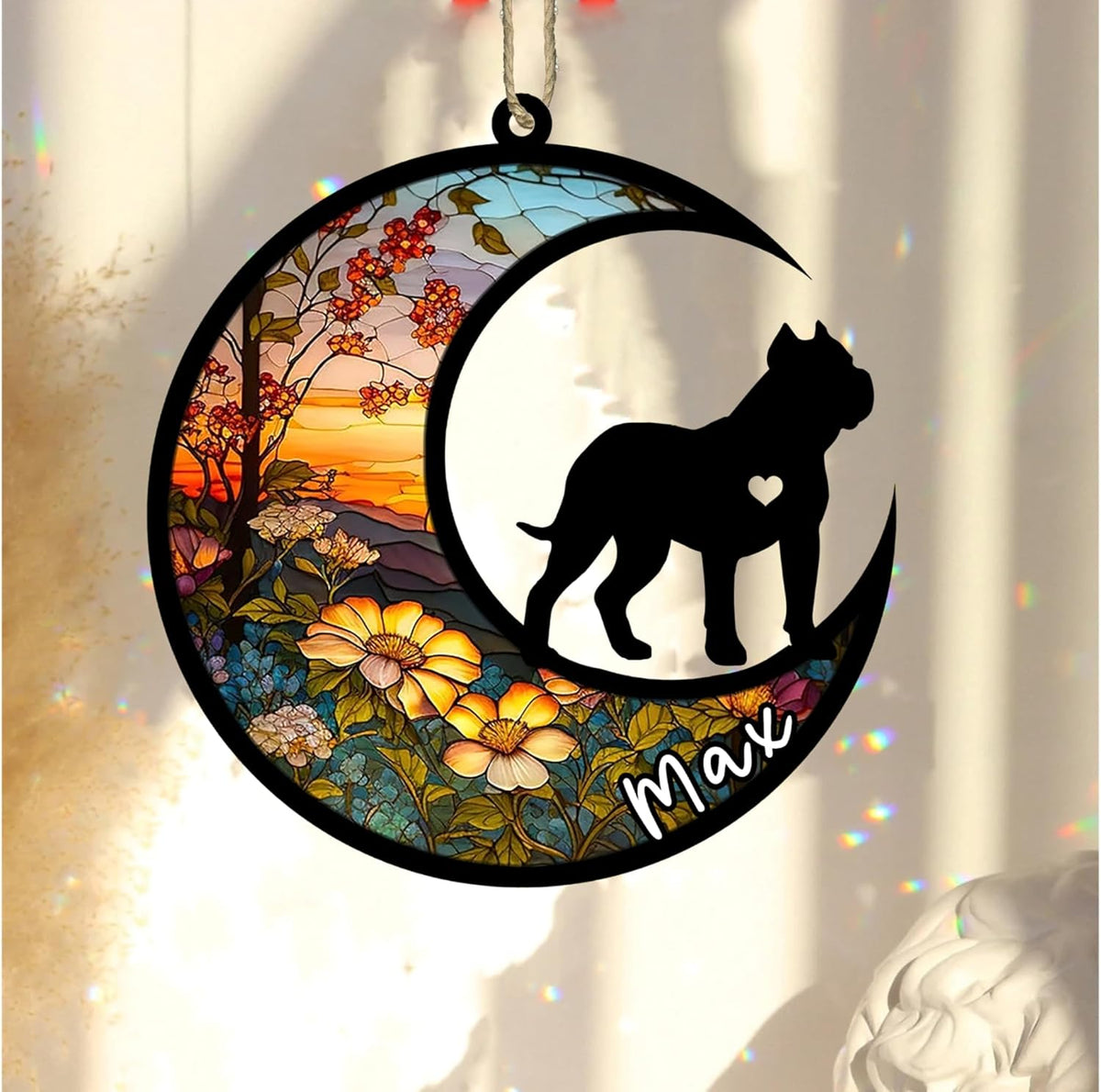 Personalized Dog Memorial, Custom Name Presa Canario Dog Christmas Ornament with Name, Custom