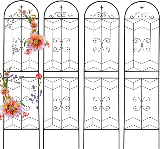 4 Pack 87x20in Garden Trellises with Black Metal Coating, Trellis for Climbing Plants Outdoor