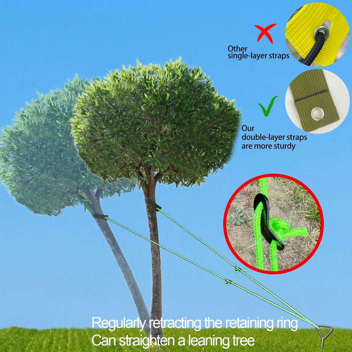 37pcs 12sets Heavy Duty Tree Stakes and Supports for Young Trees 16" Straightening Kit Metal Spiral