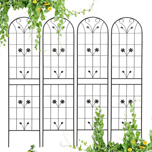4 Pack Metal Garden Trellis 86.7" Tall Outdoor Climbing Plant Support for Roses, Flowers, Rustproof