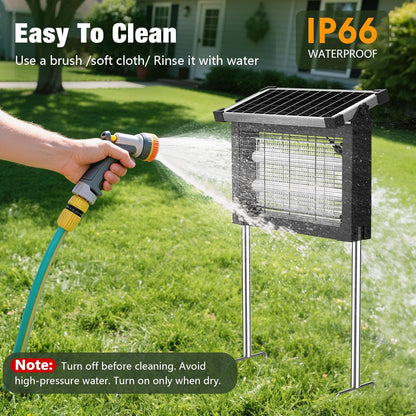 Solar Bug Zapper Outdoor, 4500V Mosquito Zapper Waterproof with Panel Sensor Electric Fly Zapper