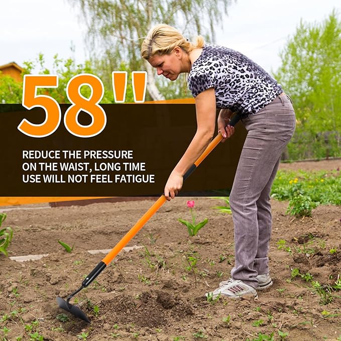 VNIMTI Garden Hoe Tool, Heavy Duty Hoe Garden Tool, Garden Hoe for Weeding with Long Fiberglass