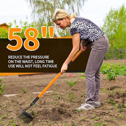 VNIMTI Garden Hoe Tool, Heavy Duty Hoe Garden Tool, Garden Hoe for Weeding with Long Fiberglass