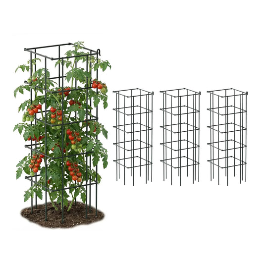 Vego Garden 4 Pack 11.5" Square Tomato Cage for Garden & Pots, Rust-Resistant Tomato Stakes Heavy
