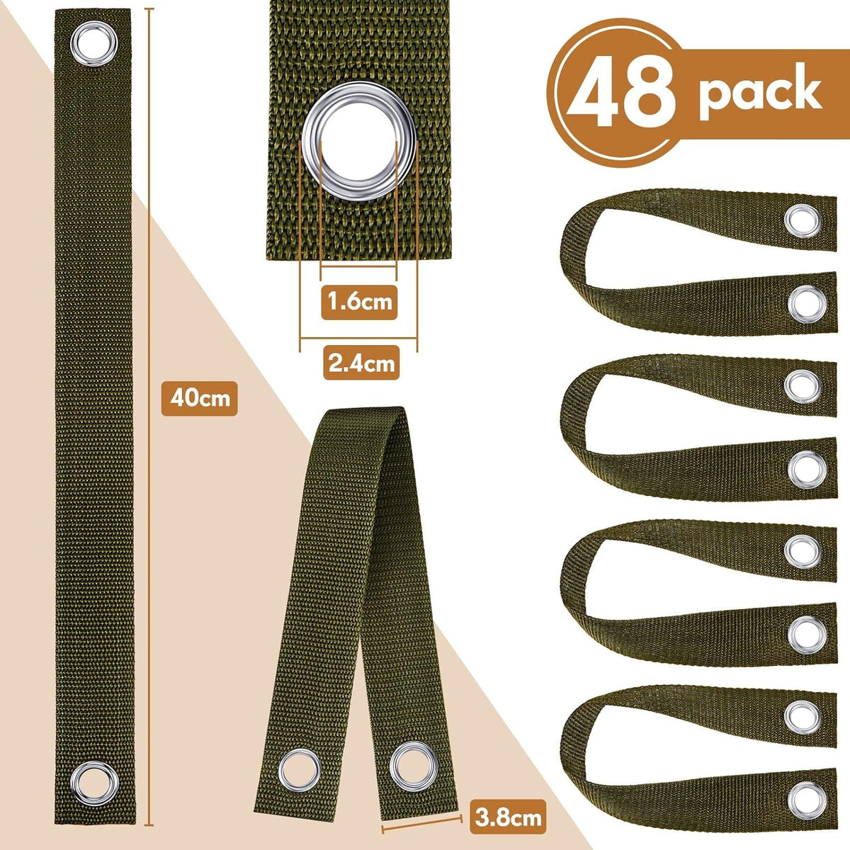 48 Pcs 15.74 Inches Tree Straps for Staking with Grommet Heavy Duty Young Tree and Plant Supports