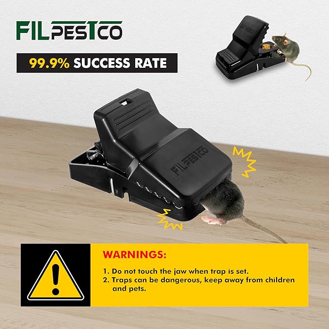 Set of 6 Professional Grade Extra Large Rat Snap Traps, Mouse Trap, Reusable Trap, Heavy Duty for