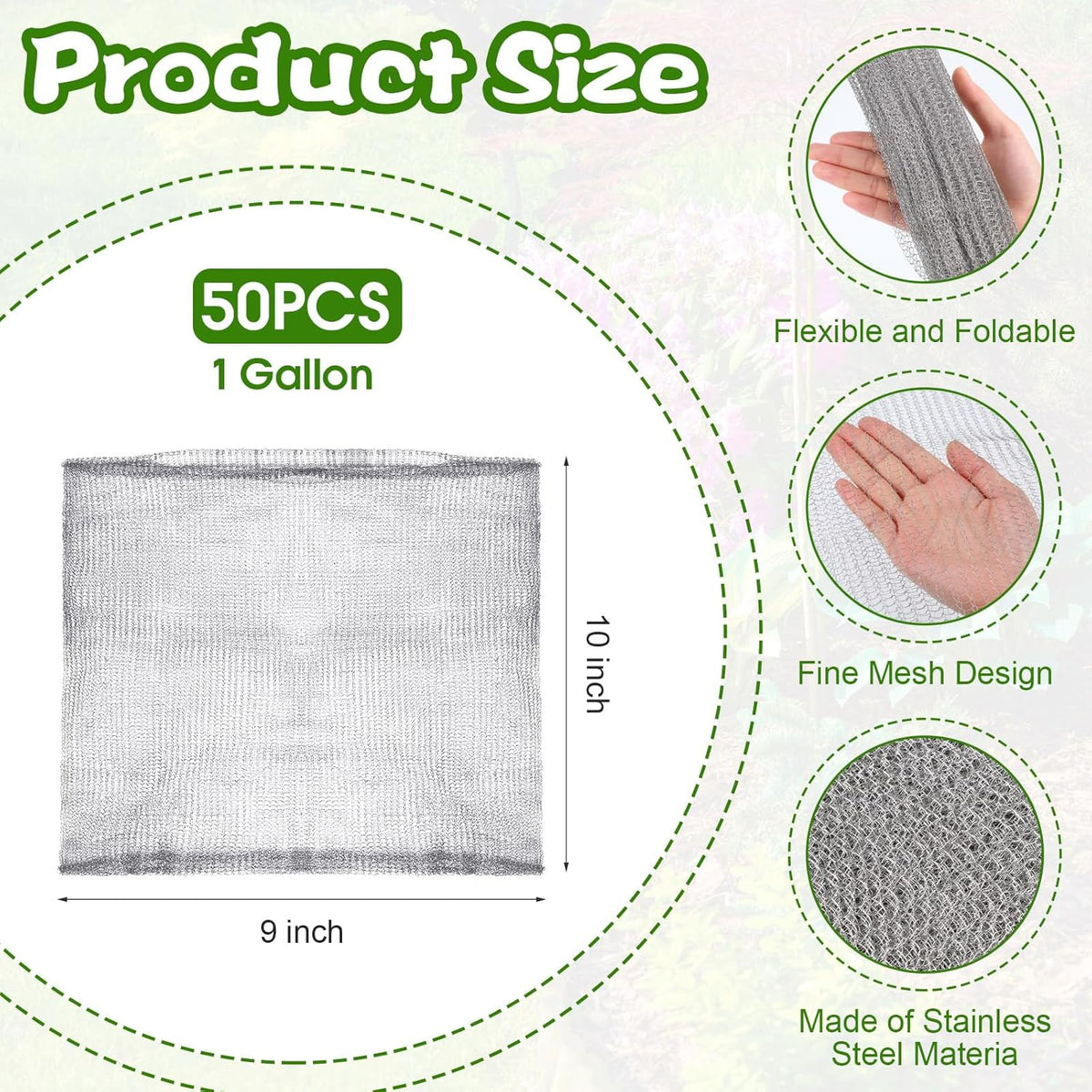 50 Pcs 1 Gallon Gopher and Vole Wire Mesh Basket Bulk Stainless Steel Plant Root Protector Gopher