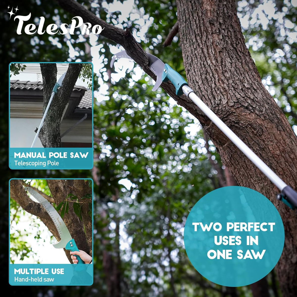 Extendable Tree Trimmer: Manual Pole Saw | 5-12ft Telescoping Pruning Pole for Tree Trimming | Saw