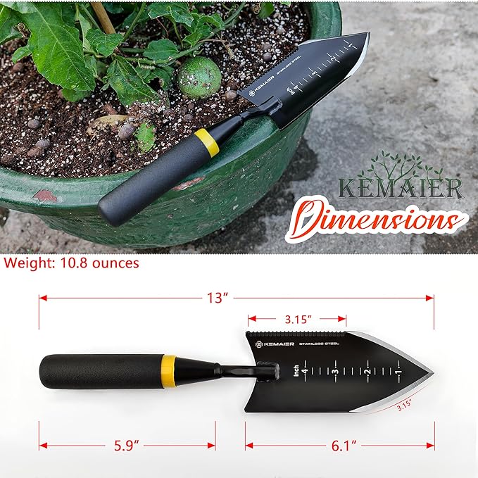 Heavy - Duty Trowel Garden Tool - Stainless Steel Serrated Hand Shovel for Effortless Digging, Weed