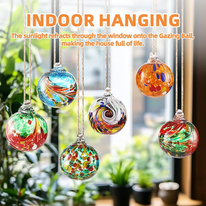 VOREEN 6pcs Hand-Blown Glass Ornaments Balls Hanging Gazing Ball Friendship Ball Glass Witches