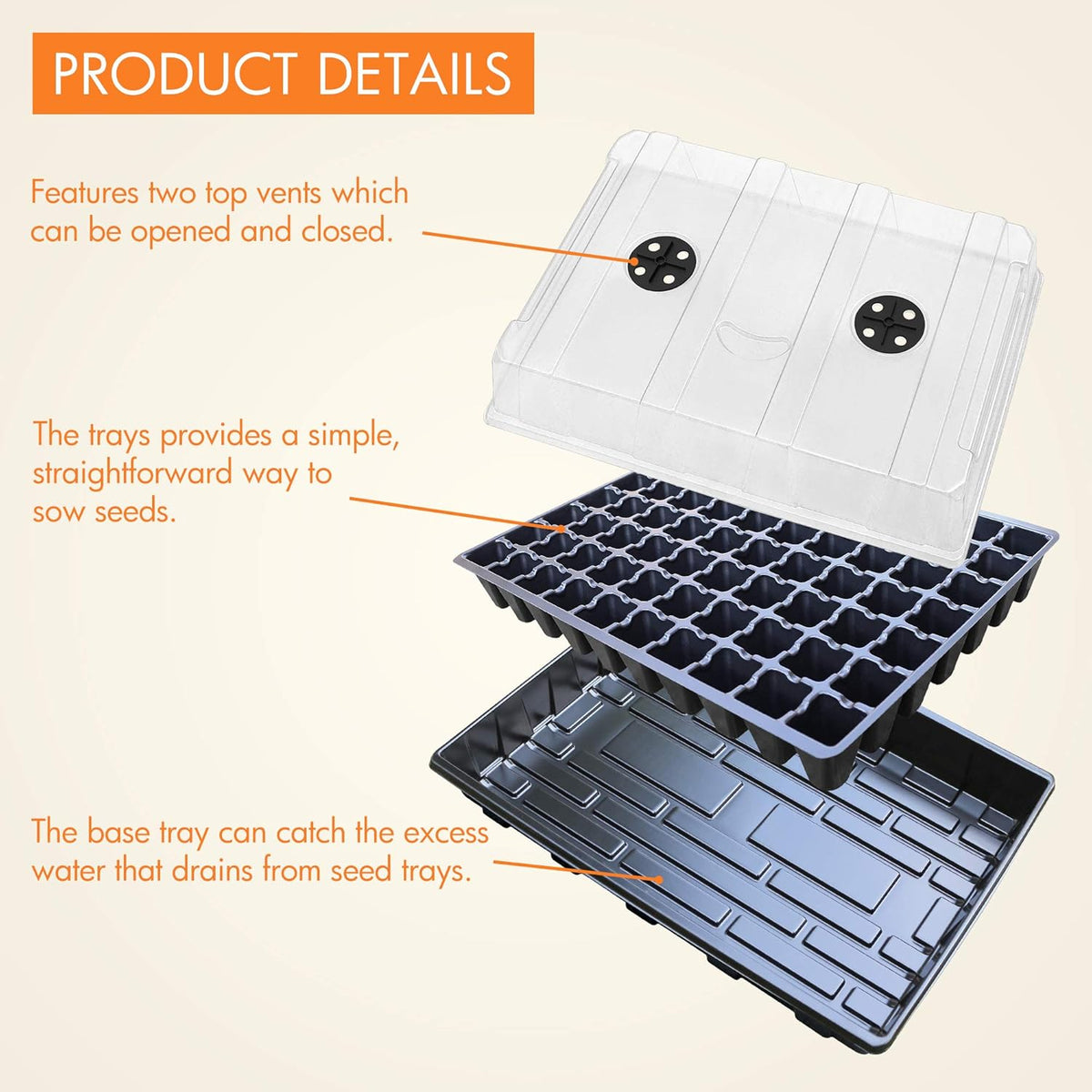 Gardzen Seed Starter Tray, 5 Pack Smiling Face Plant Germination Trays with Total 350-Cell, Seed