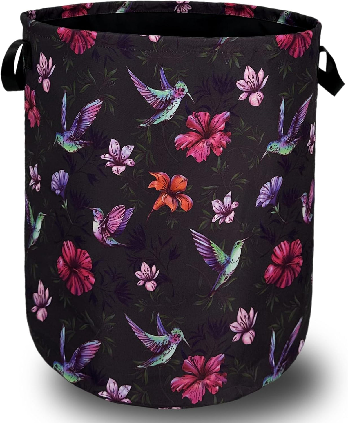 Beautiful Hummingbird Hibiscus Flower Laundry Basket Foldable With Handles Tote Bag Oxford Cloth