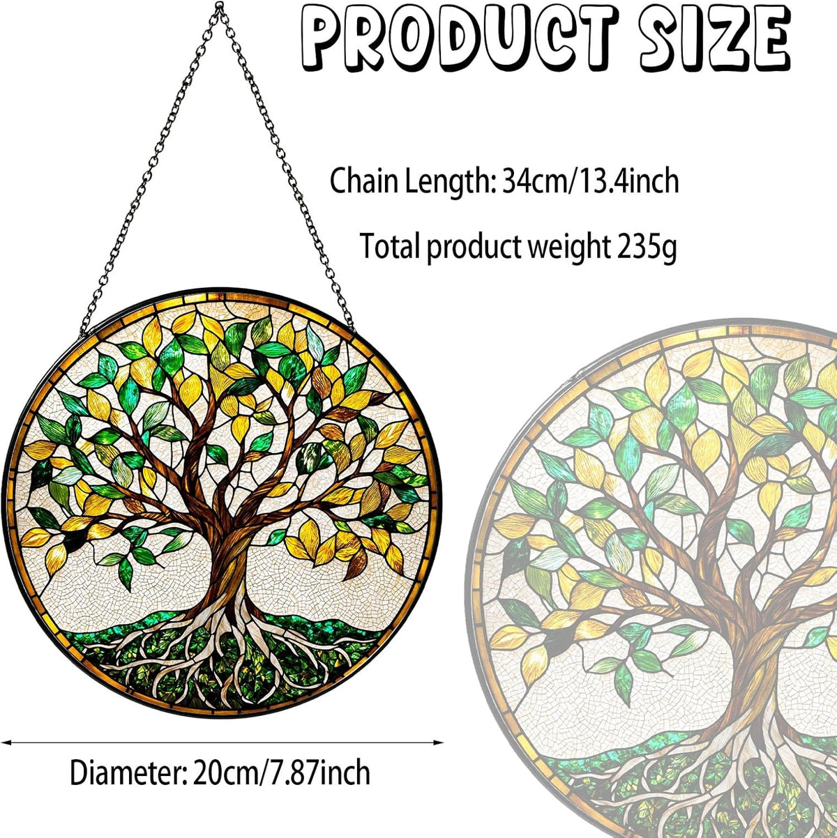 Tree of Life Stained Glass Window Hanging World Tree Sun Catcher Gifts for Women Handmade