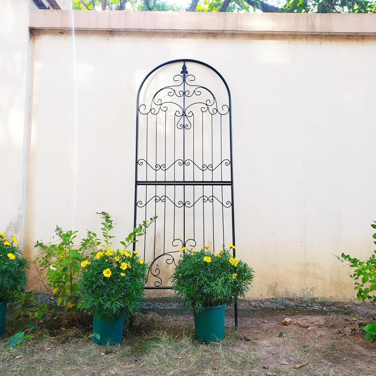 Trellis for Climbing Plants 70.8" H x 25.6" W Metal Wrought Iron Outdoor Wall Panel for Vines