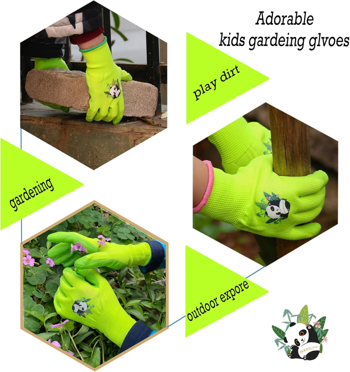 HANDLANDY 2 Pairs Kids Gardening Gloves, Toddler Children Garden Yard Work Outdoor Playing Gloves