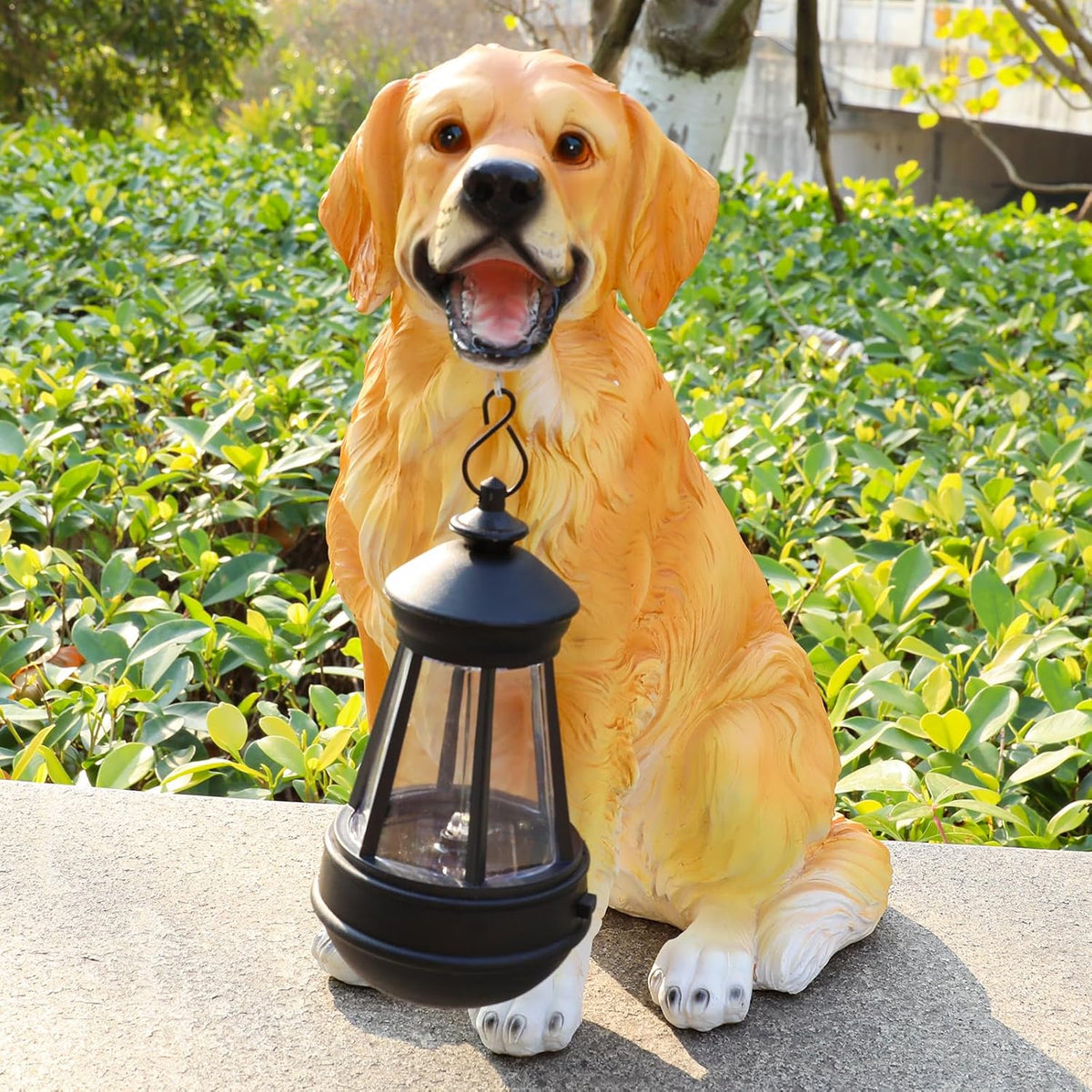 Garden Dog Statues Outdoor Decor, Solar Lights Outdoor Golden Retriever Figurine Solar Dog