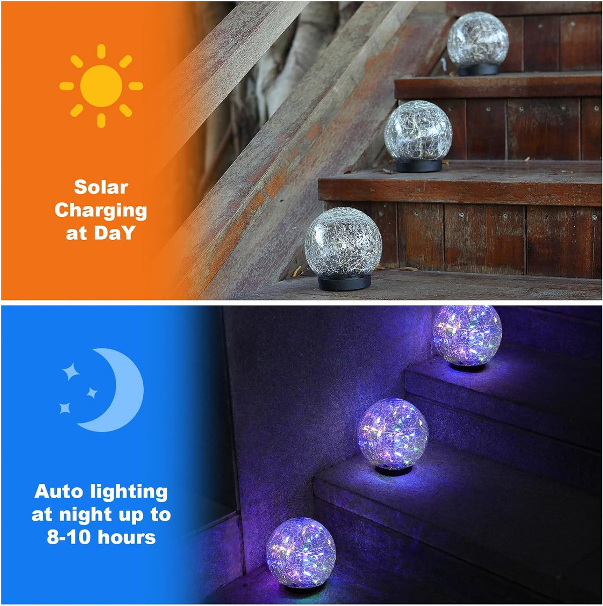 Solar Globe Lights Outdoor Waterproof-Solar Balls-Solar Garden Lights-Orbs for Outside 4 Pack