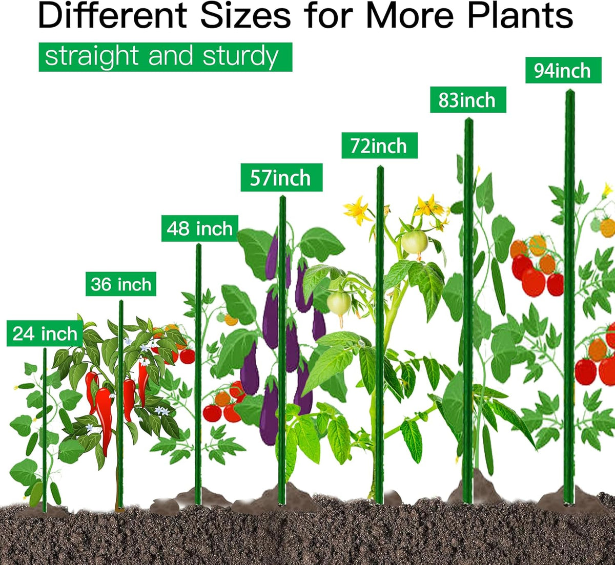 Garden Stakes 4ft, Metal Plant Stakes 4 Feet 30 Pack for Gardening and Farm, 48" Plastic Coated