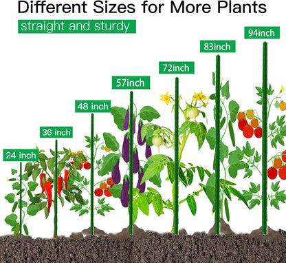 Garden Stakes 4ft, Metal Plant Stakes 4 Feet 30 Pack for Gardening and Farm, 48" Plastic Coated