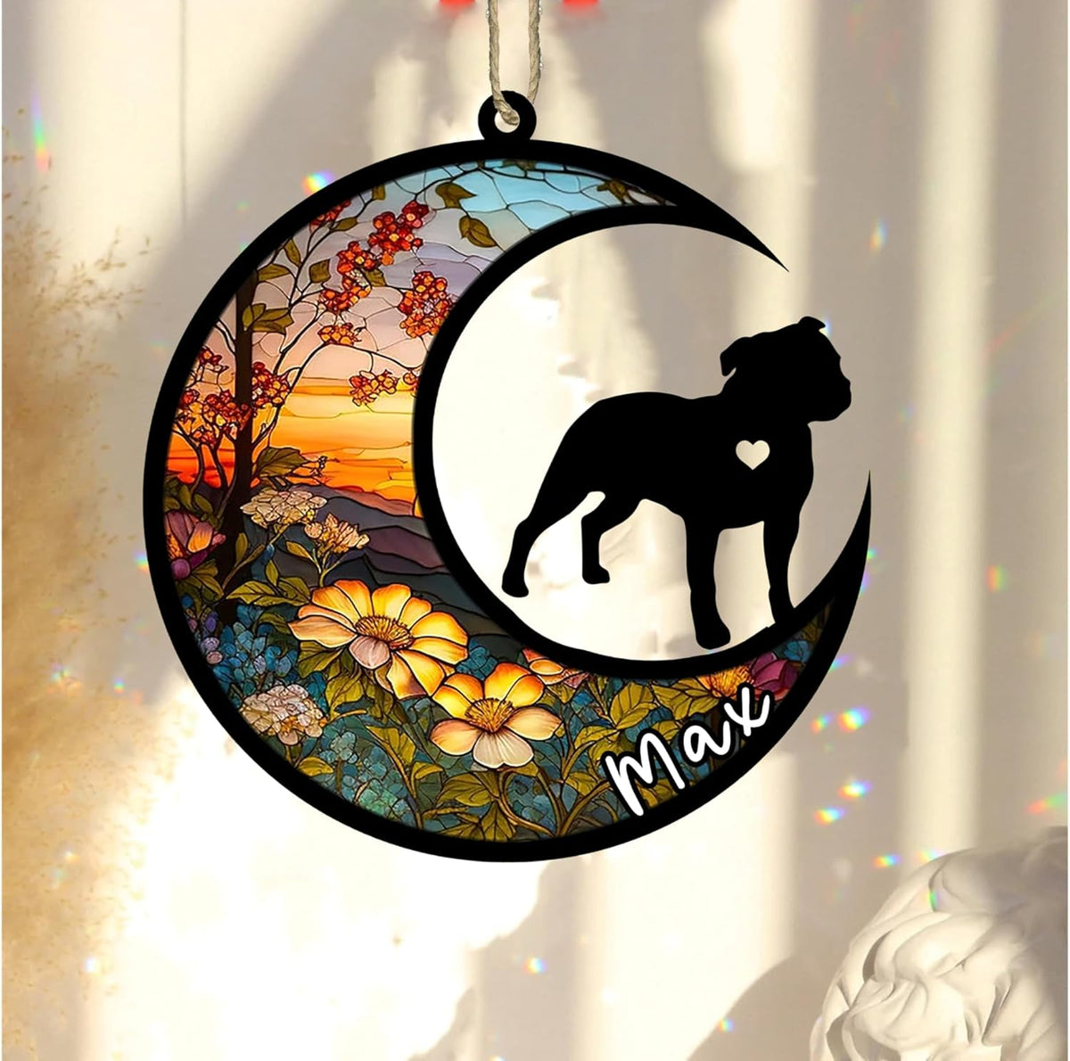 Personalized Dog Memorial, Custom Name Staffordshire Bull Terrier Dog Christmas Ornament, Custom