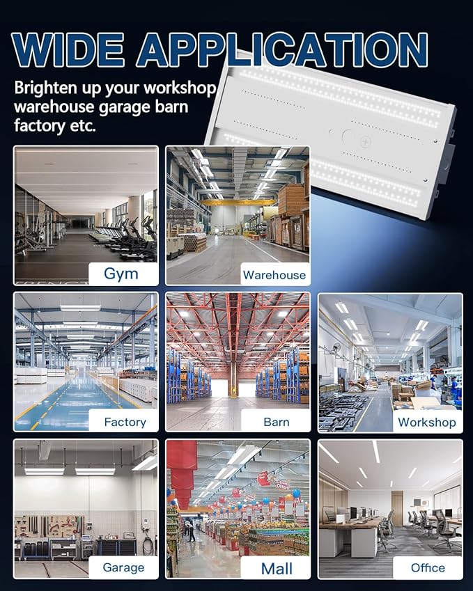 LED Linear High Bay Light 16-Pack, 300W 45000LM 0-10V Dimmable 5000K Daylight, Adjustable High Bay