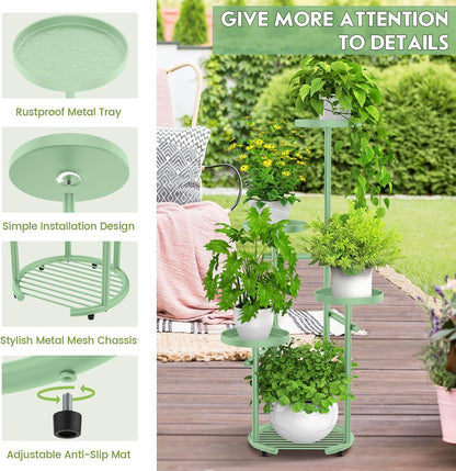 TOSKING 5 Tier Metal Plant Stand Indoor， Plant Shelf, Corner Shelf Flower Pot Stand for Outdoor