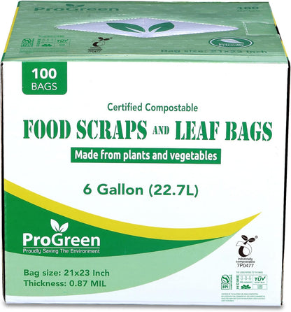 ProGreen Compostable Trash Bags, Extra Thick, Compost Kitchen Bin Bags, Food Scraps Yard Waste