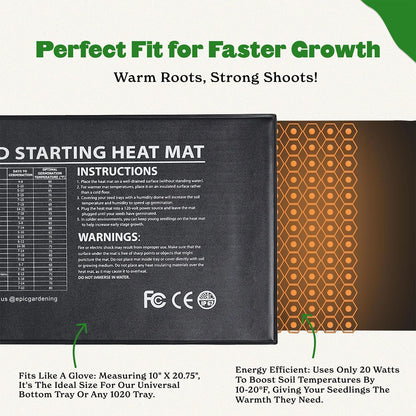 Epic Gardening Seedling Heat Mat for Plants – High-Performance 20W Heavy-Duty PVC Heating Mat for