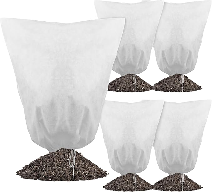Gardzen 5-Pack Plant Cover Drawstring Tree Cover, Winter Freeze Plant Protection, Tree Jacket Frost