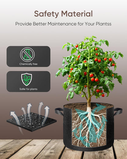 The Growing 5 Pack 1 Gallon Fabric Grow Bags，Thickened Aeration Nonwoven Fabric Plant Pots with