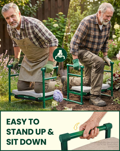 Saker 2026 Upgraded Garden Kneeler and Seat with 500LB Frame & Soft Pad