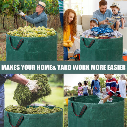 2 Pack 137 Gallons Reusable Yard Waste Bags with Double Bottom Extra Large Lawn Leaf Bags Heavy