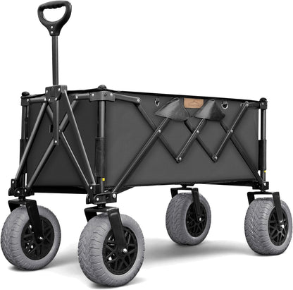 Folding Beach Wagon with Big All-Terrain Wheels for Off-Road Use (Sand/Gravel/Camping Trails) Extra