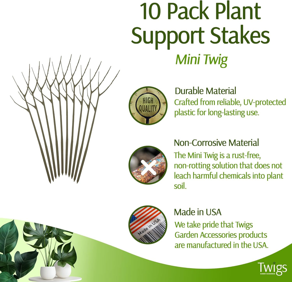 Twigs - Plant Support Stakes for Indoor, Outdoor & Climbing Plants, Gardening Supplies, Garden