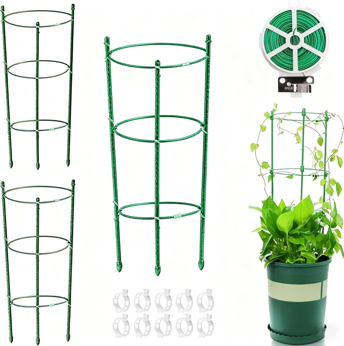 Tomato Cage Plant Support Cages for Garden, Upgrade Garden Plant Stakes with Adjustable Rings