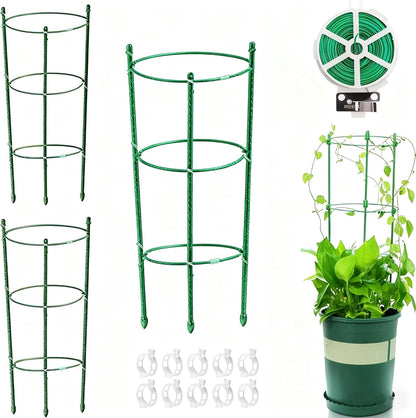 Tomato Cage Plant Support Cages for Garden, Upgrade Garden Plant Stakes with Adjustable Rings