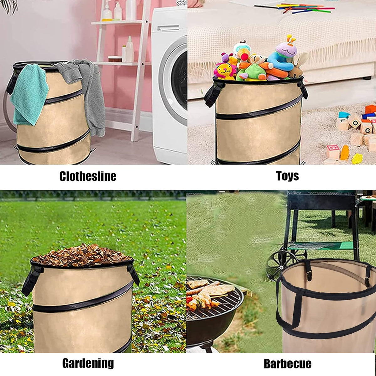37.8L Collapsible Leaf Trash Can, Heavy Duty Lawn and Leaf Bag with Handle Locking Design Outdoor