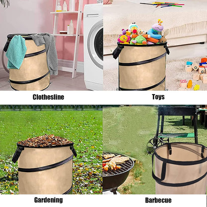 37.8L Collapsible Leaf Trash Can, Heavy Duty Lawn and Leaf Bag with Handle Locking Design Outdoor