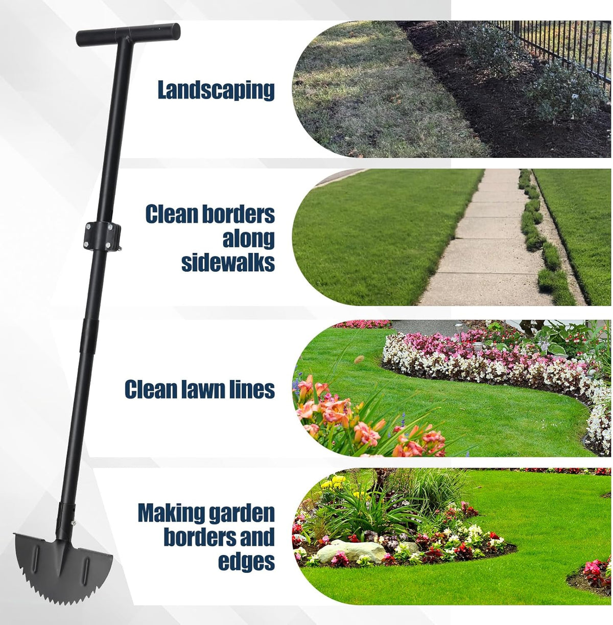 Heavy Duty Edger Lawn Tool, 34-49 in Adjustable Carbon Steel Weed Cutter with Comfort-Grip Rubber