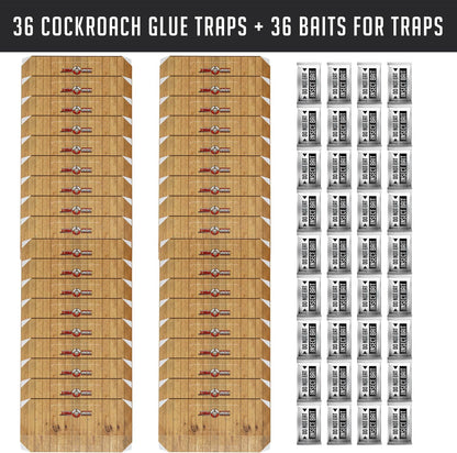 Roach Traps Indoor Sticky (36 Pack) - Glue Traps for Roaches Bug Traps with Roach Bait Traps - Long