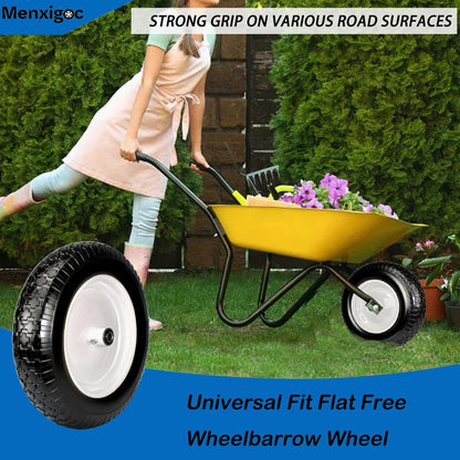4.80/4.00-8 Tire, 14.5" Tire and Wheel Flat Free, 5/8" Bore Bearing with 3/4" Extra Bearings, 3"