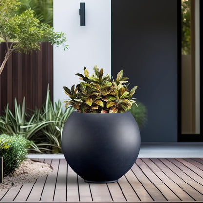 Kante Round Concrete Flower Pot, 19.3 Inch Dia (14" Opening) Sphere Shape Design Planter with