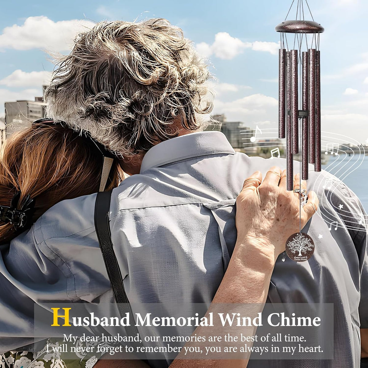 Memorial Sympathy Gifts for Loss of Husband, 25" Memorial Wind Chimes for Lose of Husband Sympathy