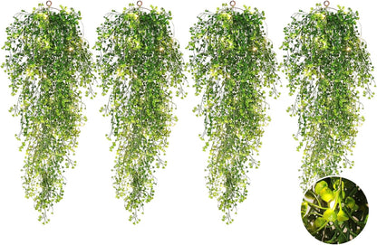 RECUTMS Pack of 4 Ferns Artificial Plants Large Artificial Hanging Plants Faux Ivy Vine Fake