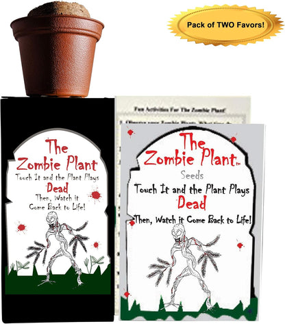 Zombie Plant Party Favors (2) Plays Dead When Touched! Includes Soil, Seeds & Mini Flower Pot.